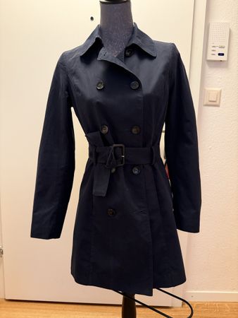 Benetton Trench Coat, Dark Blue, Elegant - Size Medium