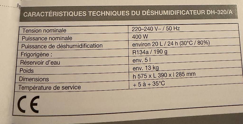 Deumidificatori: Déshumidificateur Eumig modèle DH-320/A – Usato da Treyvaux venduto da juj_q5ws 3
