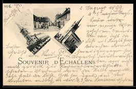 AK Echallens, Kirchen, Strassenpartie