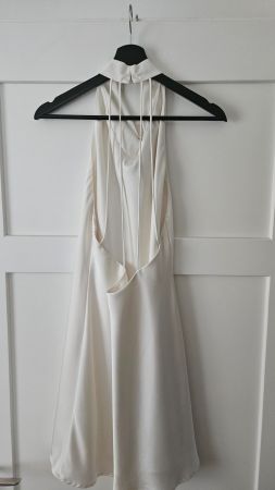 Rotate Satin Halterneck Dress - Egret