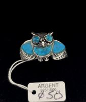 Bague Style Navajo Native "Hibou de Turquoise" Argent 925