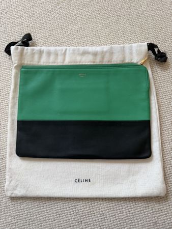 Pochette Céline en cuir vert et noir