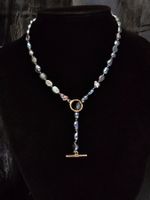 Perlenkette lang Kette Zuchtperlen multicolor mit Charme