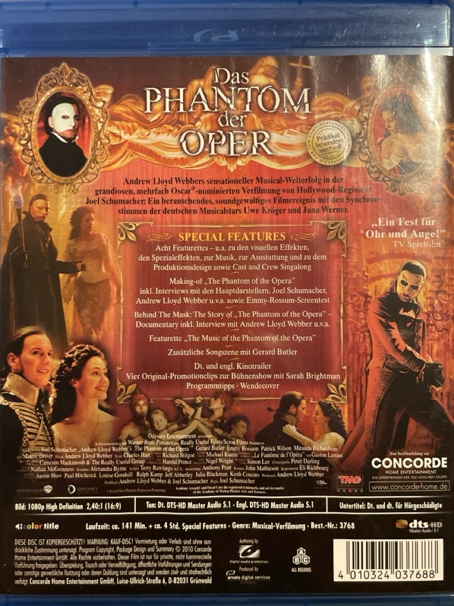 Tutti i DVDs: Das Phantom der Oper (2004)  selten – Usato da Waldenburg venduto da Gonzo8 1