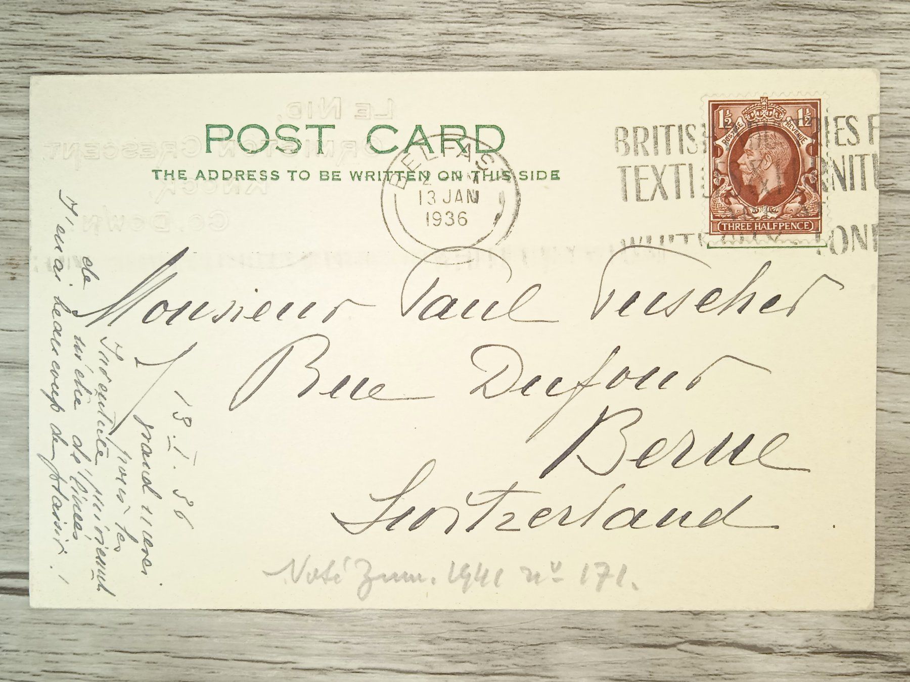 Tutti i francobolli: TR65 Carte Postale + Timbre England 1936 – Usato da Cousset venduto da Patrick_Collections
