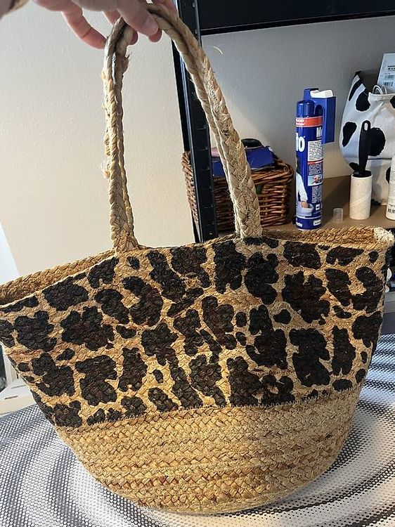Borsa A Spalla Donna In Velluto A Coste Leopardata, Capiente E Pieghevole, Uso Quotidiano E Viaggio - 3