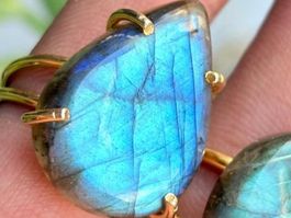 Blau Labradorit Ring Edelstein Bague Labradorite 7 - 8 US
