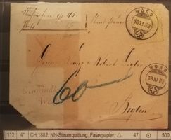 2756) 47, Sitzende Helvetia Faserpapier Briefstück Kt 700.-+