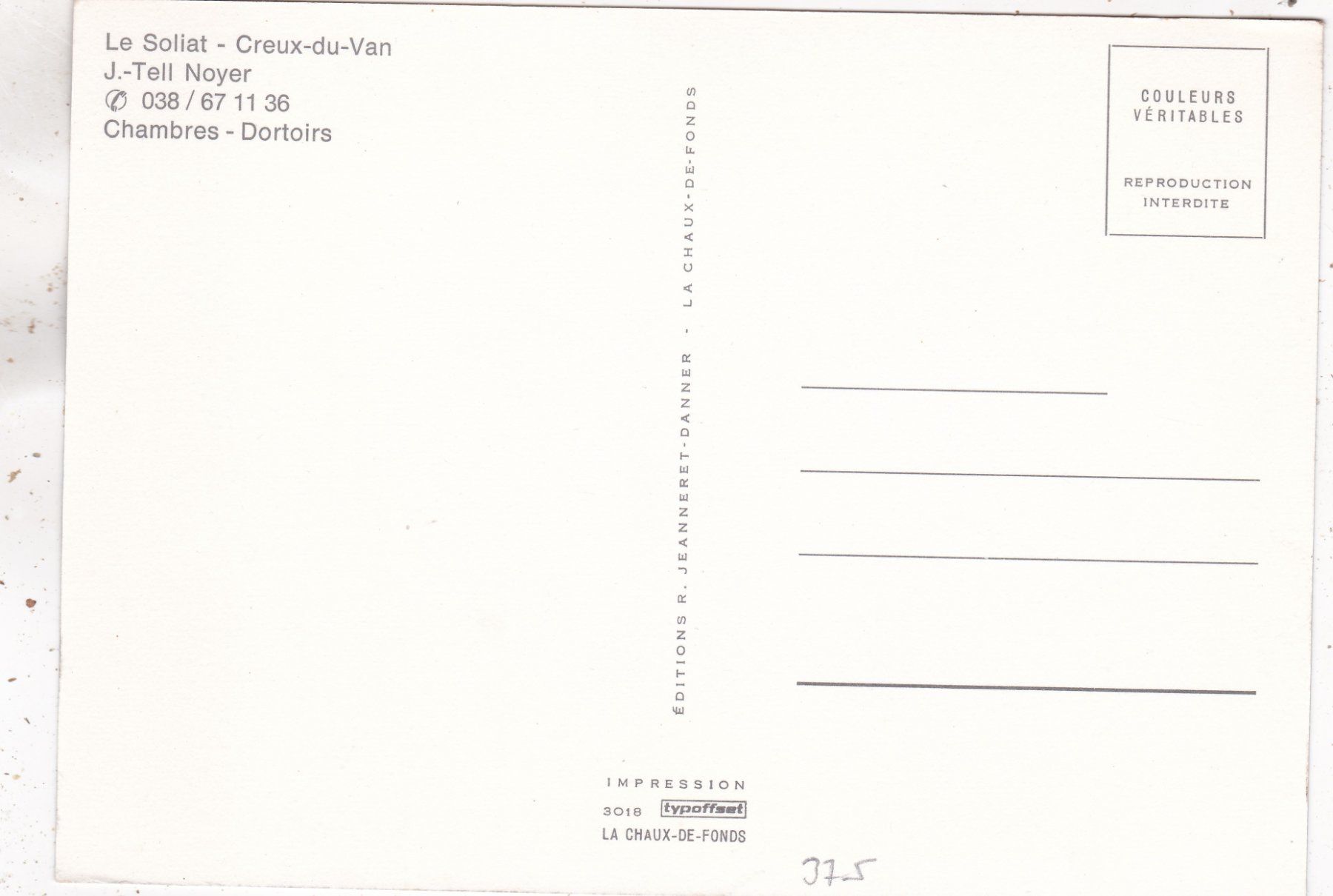 Cartoline postali: Le Soliat Creux-du-Van – Usato da Herisau venduto da Lisegrat2008 1