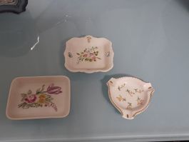 3 Keramikschalen Langenthal Blumen Goldrand gebraucht