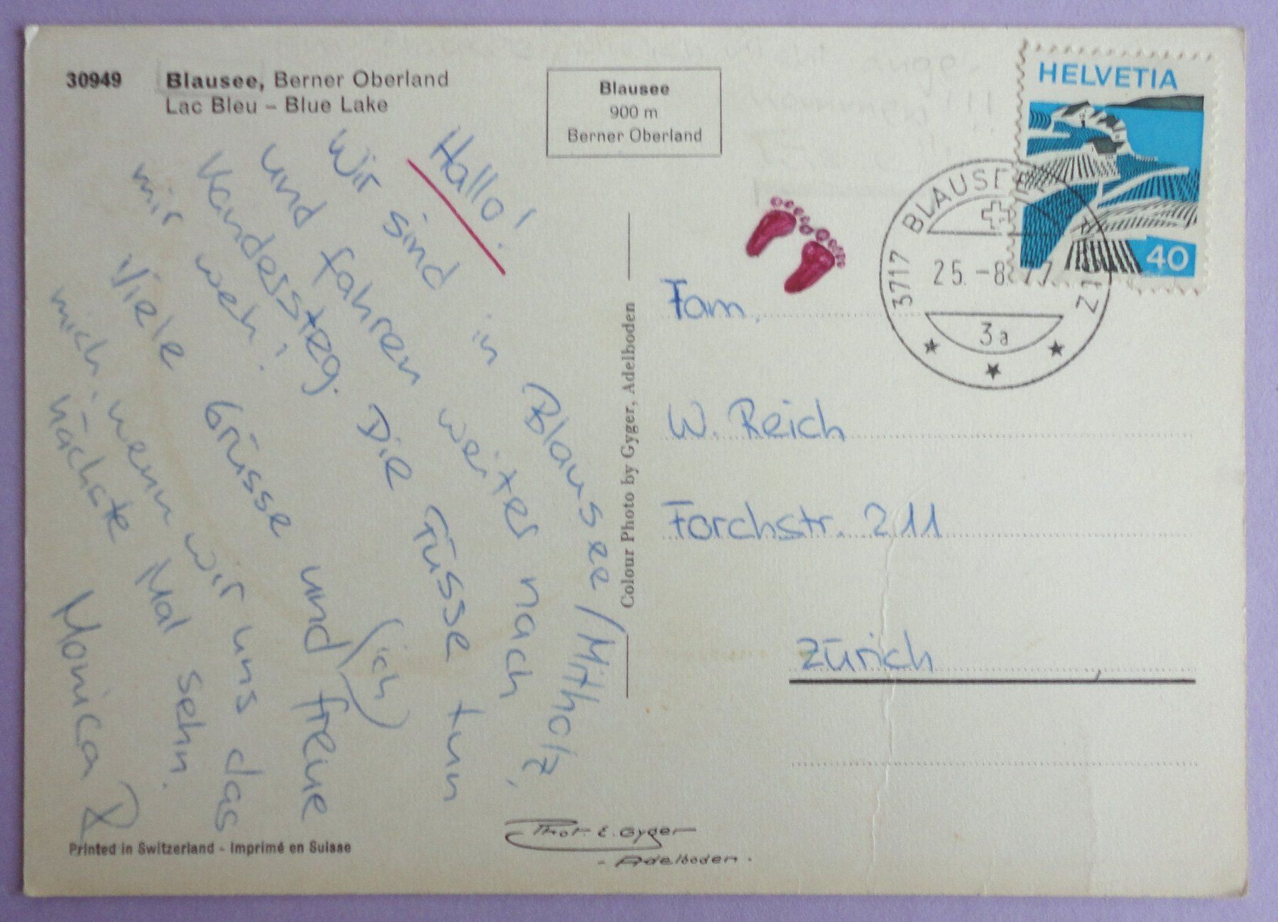 Cartoline postali: Blausee - Lac Bleu, B.O. – Difettoso da Fétigny venduto da Billy2miny 1