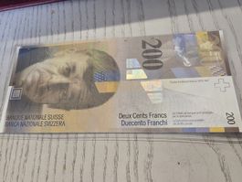 Schweizer Banknote 200 Franken Ramuz unzirkuliert 1996