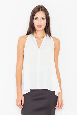 Elegante Bluse weiss mit raffiniertem Rücken, Gr. 40/L