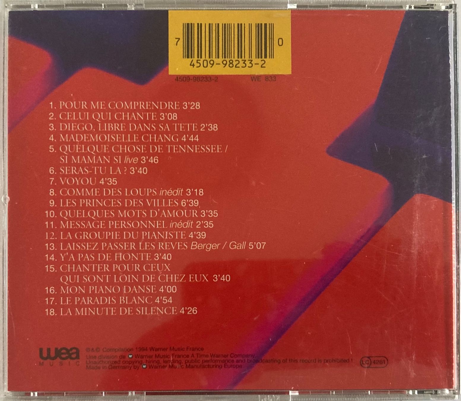 CD: MICHEL BERGER - CELUI QUI CHANTE – Usato da Poliez-Pittet venduto da Newtown-Records 1