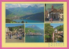 Brunnen Vierwaldstättersee 5-Bild Karte belebt