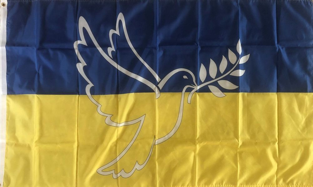 Fahne Flagge Ukraine mit Friedenstaube Frieden Peace Hissflagge 90 x 150 cm