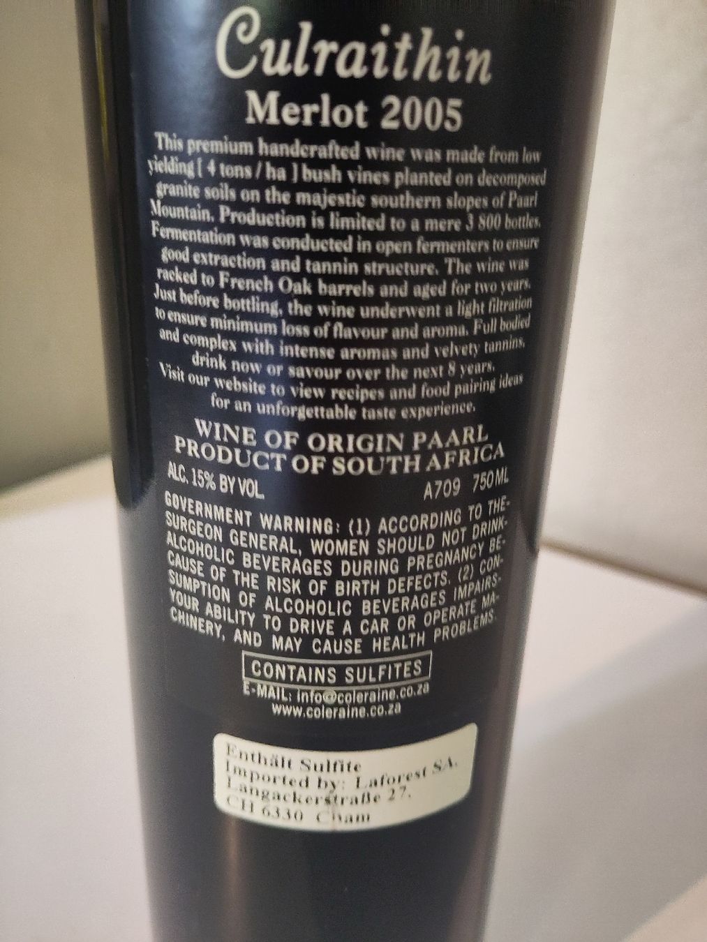 Vino: 6 FL. "Culraithin" Merlot 2005 – Nuovo (secondo la descrizione) da Basel venduto da Morgenmuffel 3