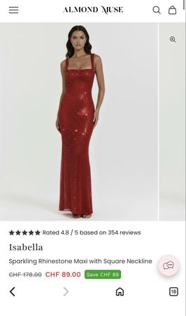 Almond Muse Kleid rot Steinchen glitzer 