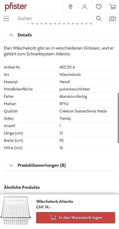 Cesti per biancheria: Wäschekorb Atlantis Pfister – Usato da Zürich venduto da maw_f8cy 1