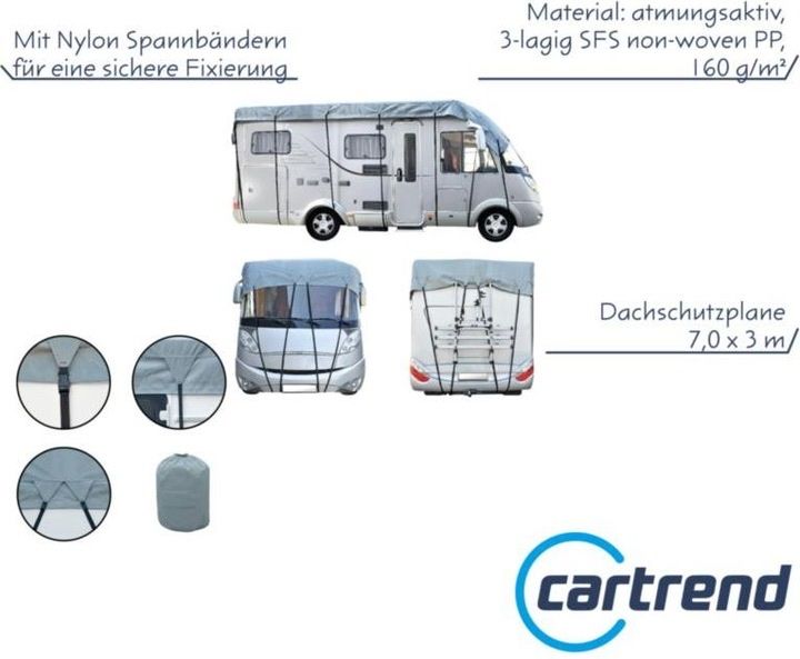 Hindermann Dachschutzplane Wintertime 7,5x3m - 3-lagig Für Wohnwagen & Reisemobile