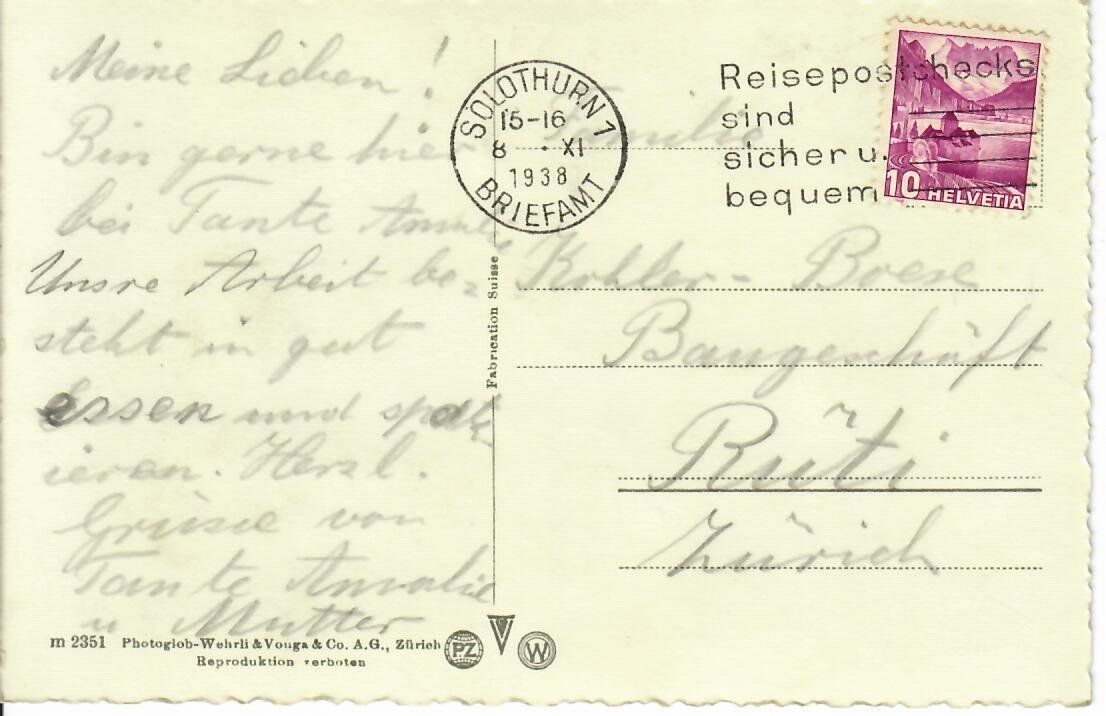 Cartoline postali: Solothurn Amthaus 1938 – Usato da Hochdorf venduto da Ziegel-16 1