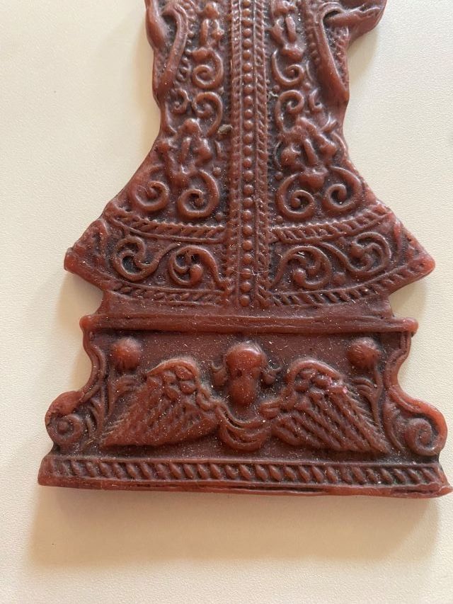 Sculture & Statue: Altes Wachsbild, möglicherweise ein religiöses Motiv. – Usato da Diessenhofen venduto da Albin00 2