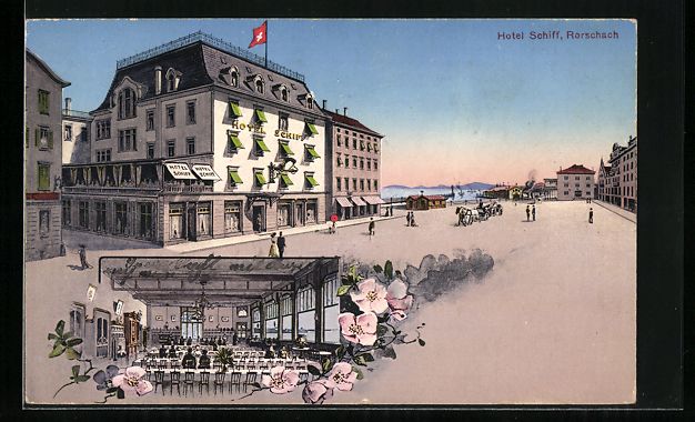 Cartoline postali: Rorschach, Das Hotel Schliff mit Speises – Usato da Berlin venduto da bartko-reher