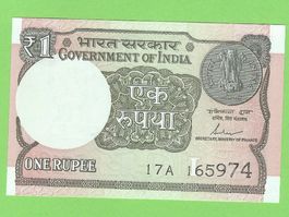 Indische 1 Rupie Note, Jahr 2017, Top Zustand!