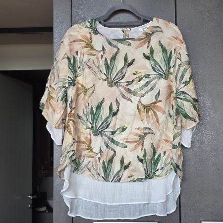 🐸 TESE BLUSE MIT SEIDE 2-LAGIG LUFTIG EXOTIK MUSTER