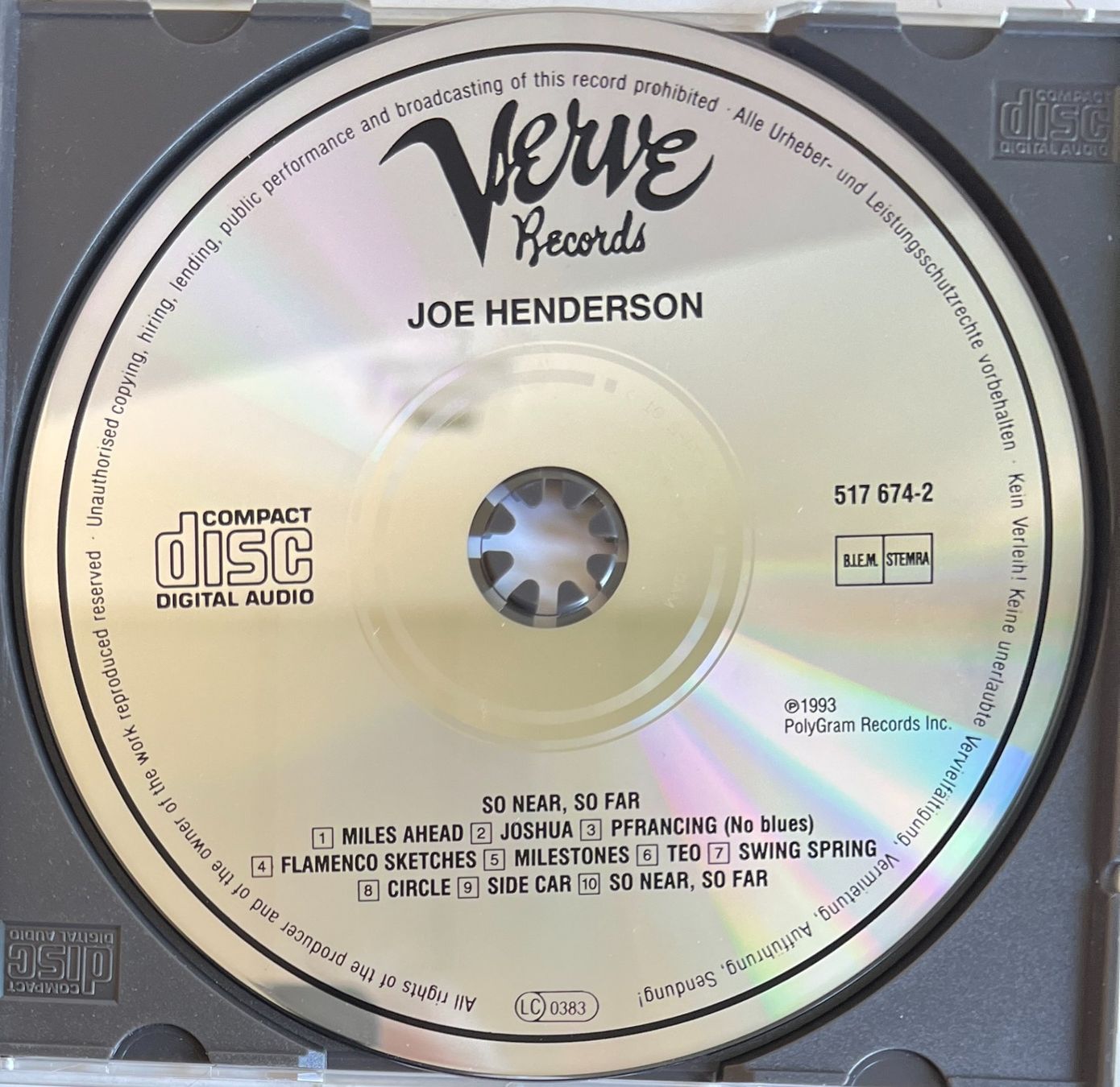 CD: JOE HENDERSON / So Near, So Far – Usato da Bischofszell venduto da kustavi 2