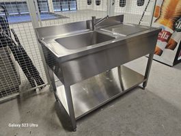 Profi-Edelstahlspültisch mit Abstellfläche, Top Zustand!