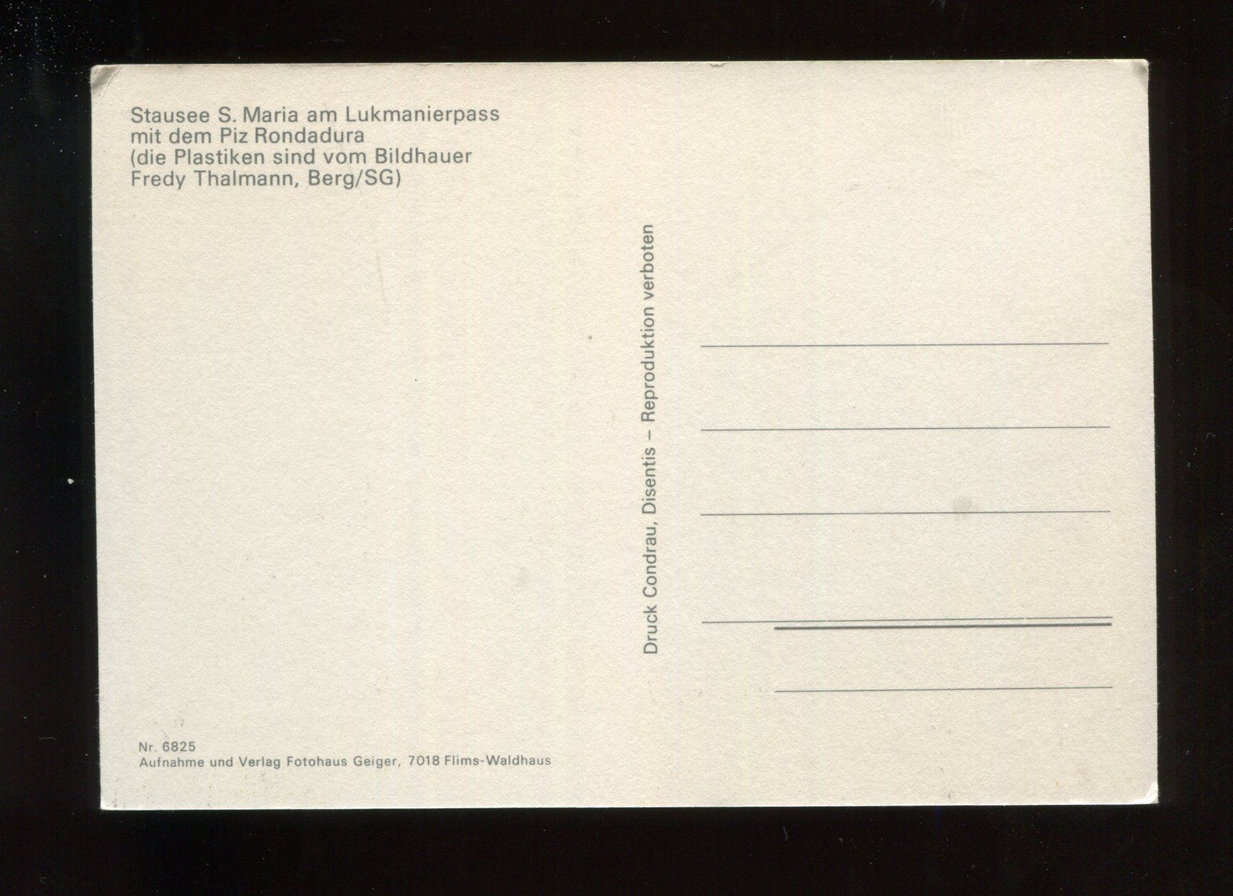 Cartoline postali: Lukmanierpass, Stausee S. Maria – Usato da Aarau venduto da Elmaar41 1