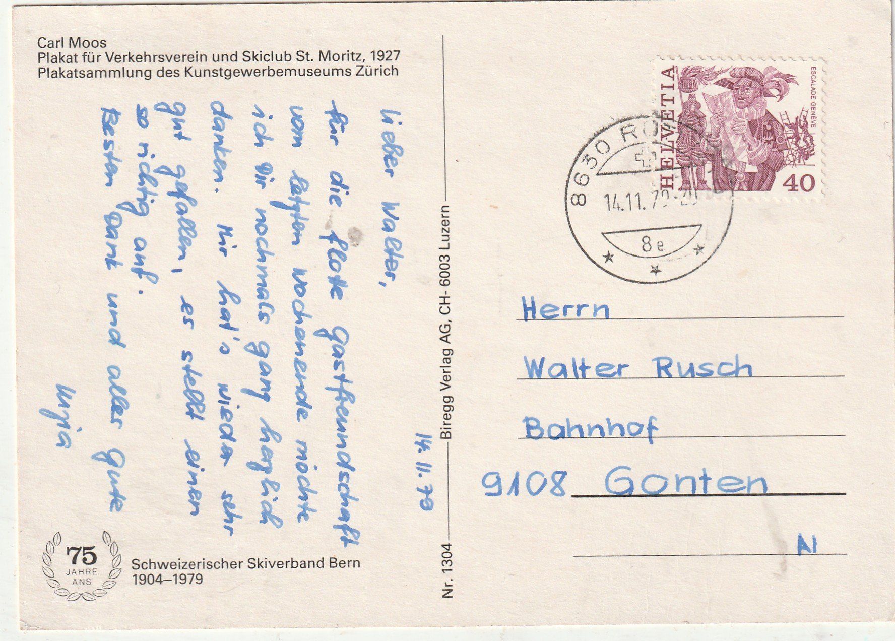 Cartoline postali: Werbekarte ST. Moritz – Usato da Lumbrein venduto da made02 1