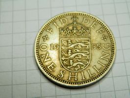 Großbritannien 1 Schilling, 1955 Englisches Wappen, drei Löw
