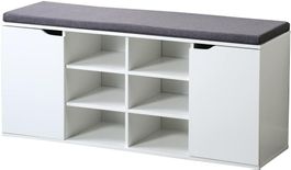 Schuhschrank mit Sitzkissen Schuhbank Weiss Stauraum