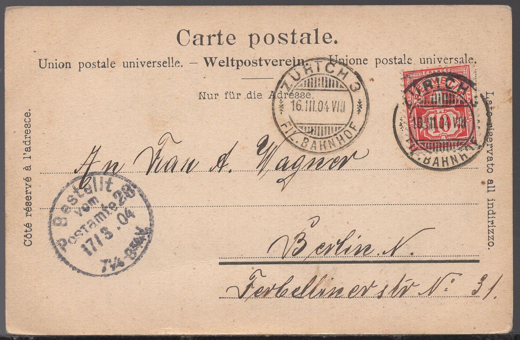 Cartoline postali: Zürichsee  Schiff  WAEDENSWEIL  1904 – Usato da Aarau venduto da kufi44 2