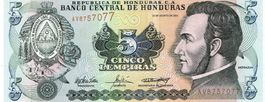 Honduras 5 Lempiras 2004 P-85d UNZ Serie AV-8757077