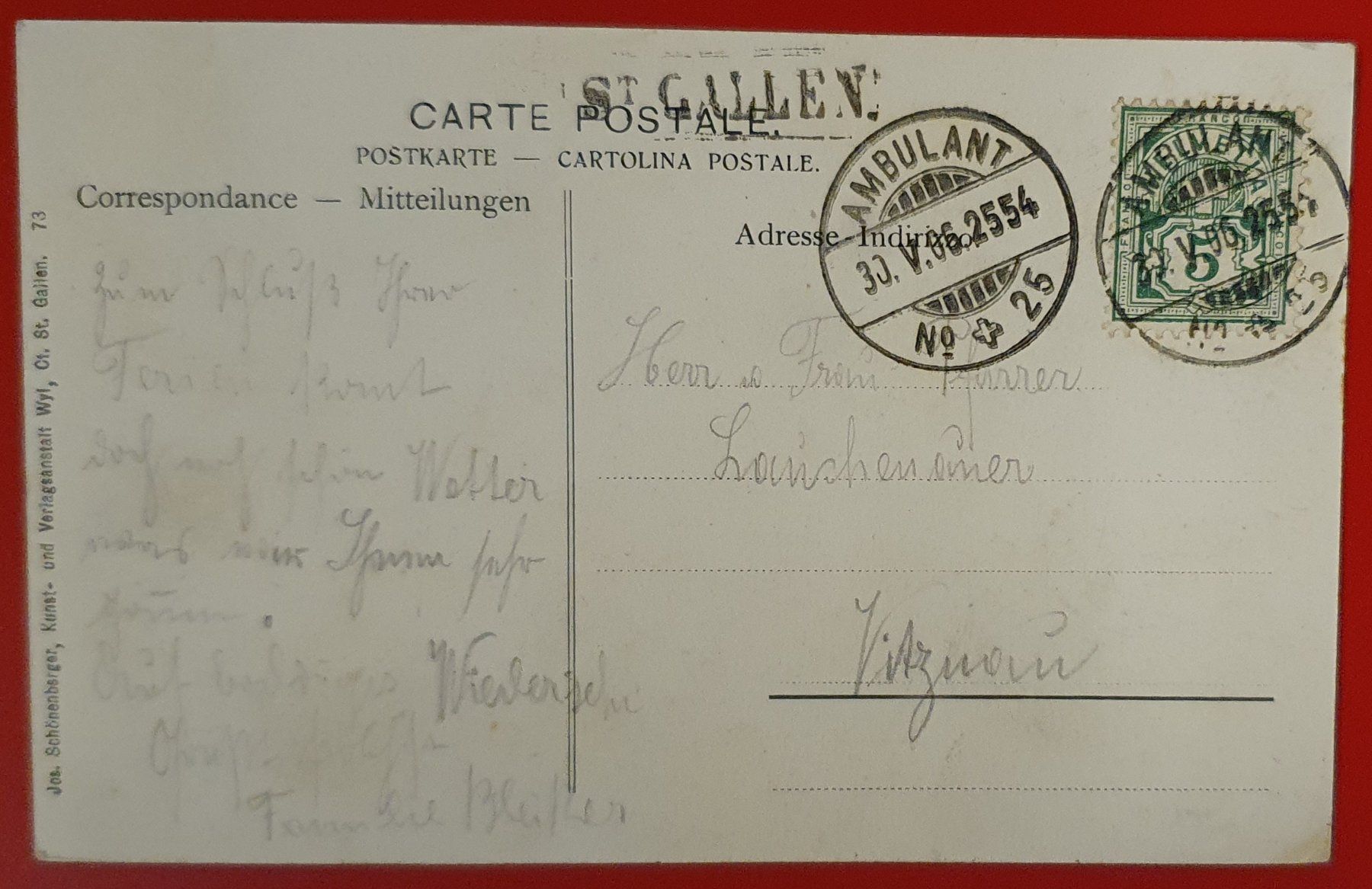 Cartoline postali: Wil 1906 - Neues Knabenschulhaus – Usato da Kreuzlingen venduto da Rschweiz1 1