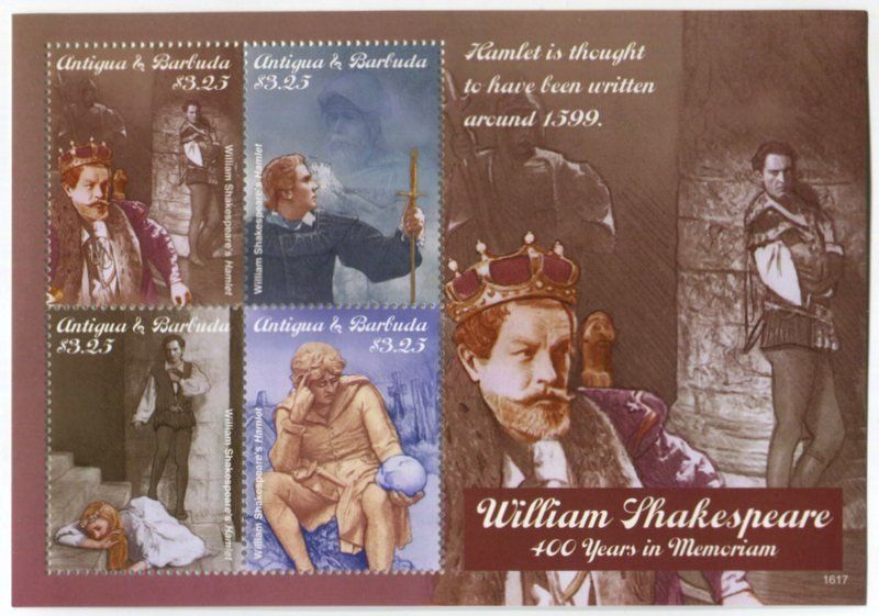 Alle Briefmarken: Block "William Shakespeare". Antigua und Barbuda – Neu und originalverpackt aus Basel von Butsch5