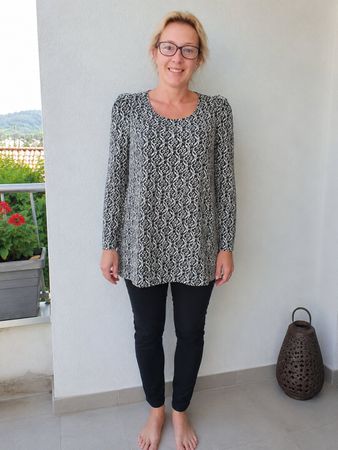 CLAUDIE PIERLOT | blouse longue noire blanc fluide | t. 38