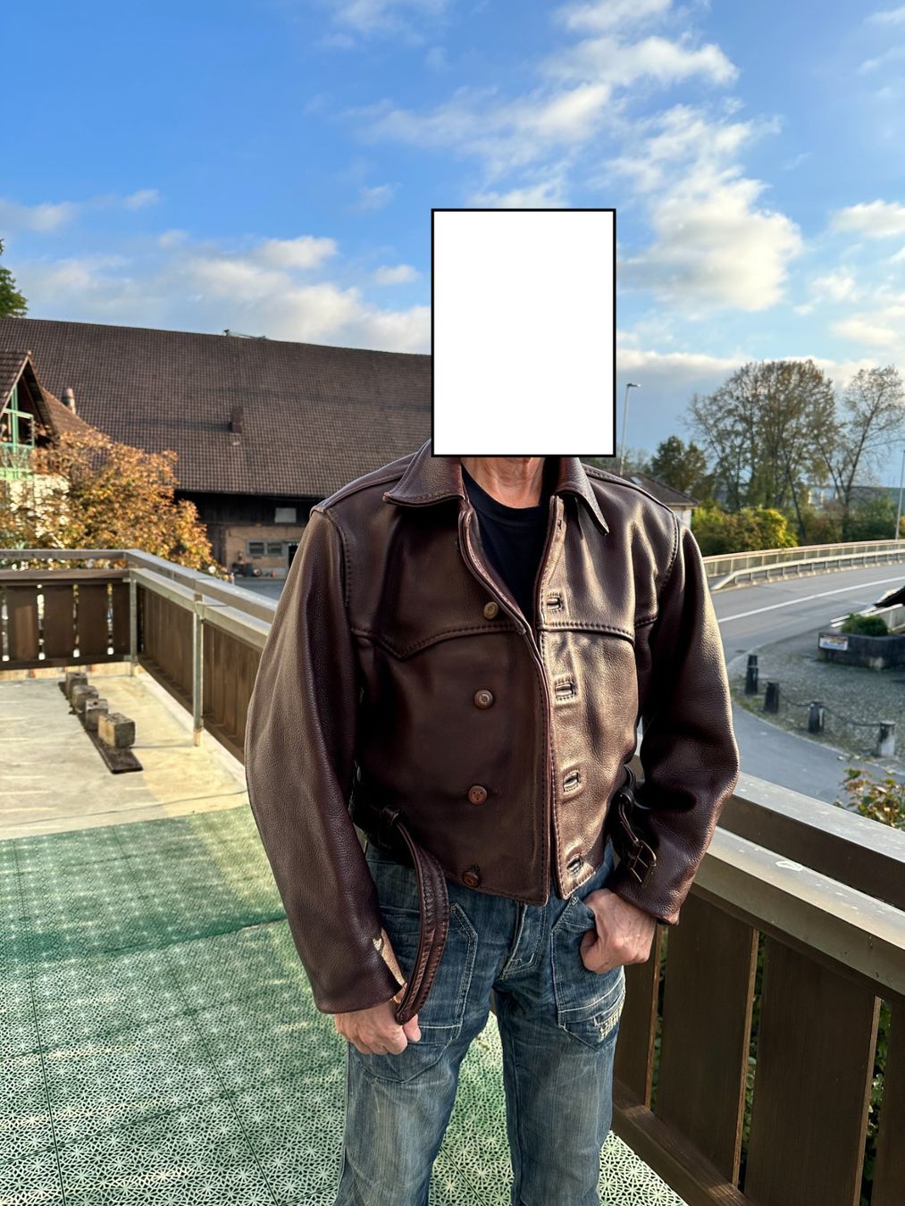 Giacche: Edle Lederjacke, braun-bordeauxrot, Einzelanfertigung M – Usato da Gümmenen venduto da FelizitasHermann 3