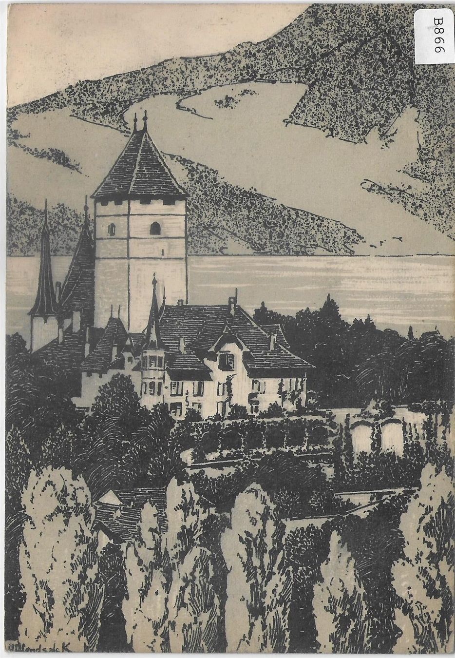 Cartoline postali: Carte Mono - SBB No. 22 - Spiez – Usato da Ettingen venduto da Kartenplanet