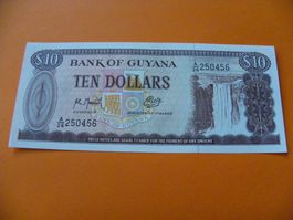 Seltene Guyana 10-Dollar-Note, unzirkuliert, Neu Zustand