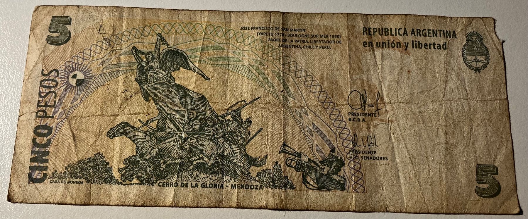 Billets de banque: Argentinien 5 Pesos – D'occasion à Algetshausen par Carrhard 1