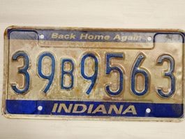 Indiana Nummernschild 39B9563 - Seltenes Sammlerstück!