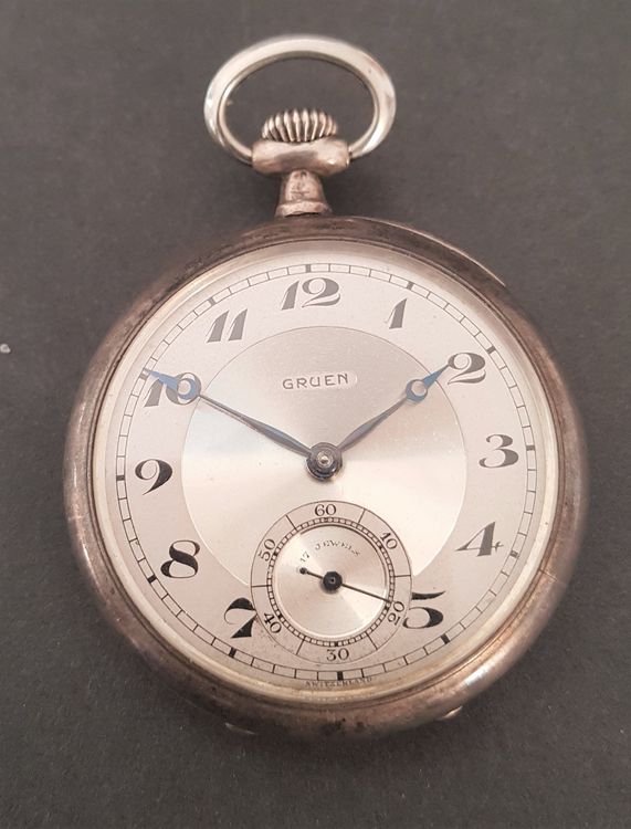 Boîtier De Montre Homme Gruen Vintage Argenté 26.4mm - Cristal Endommagé, Fond Neuf