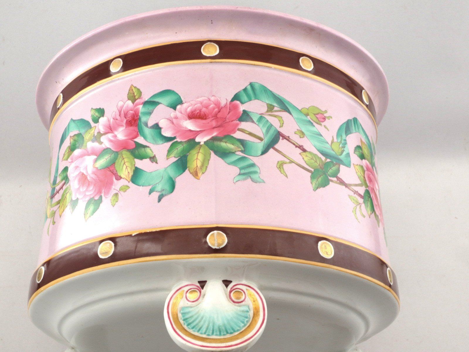 Blumentöpfe: Cache pot Minton 19e roses rubans Blumentopf Pflanzentopf – Gebraucht aus Noville von ceram 2