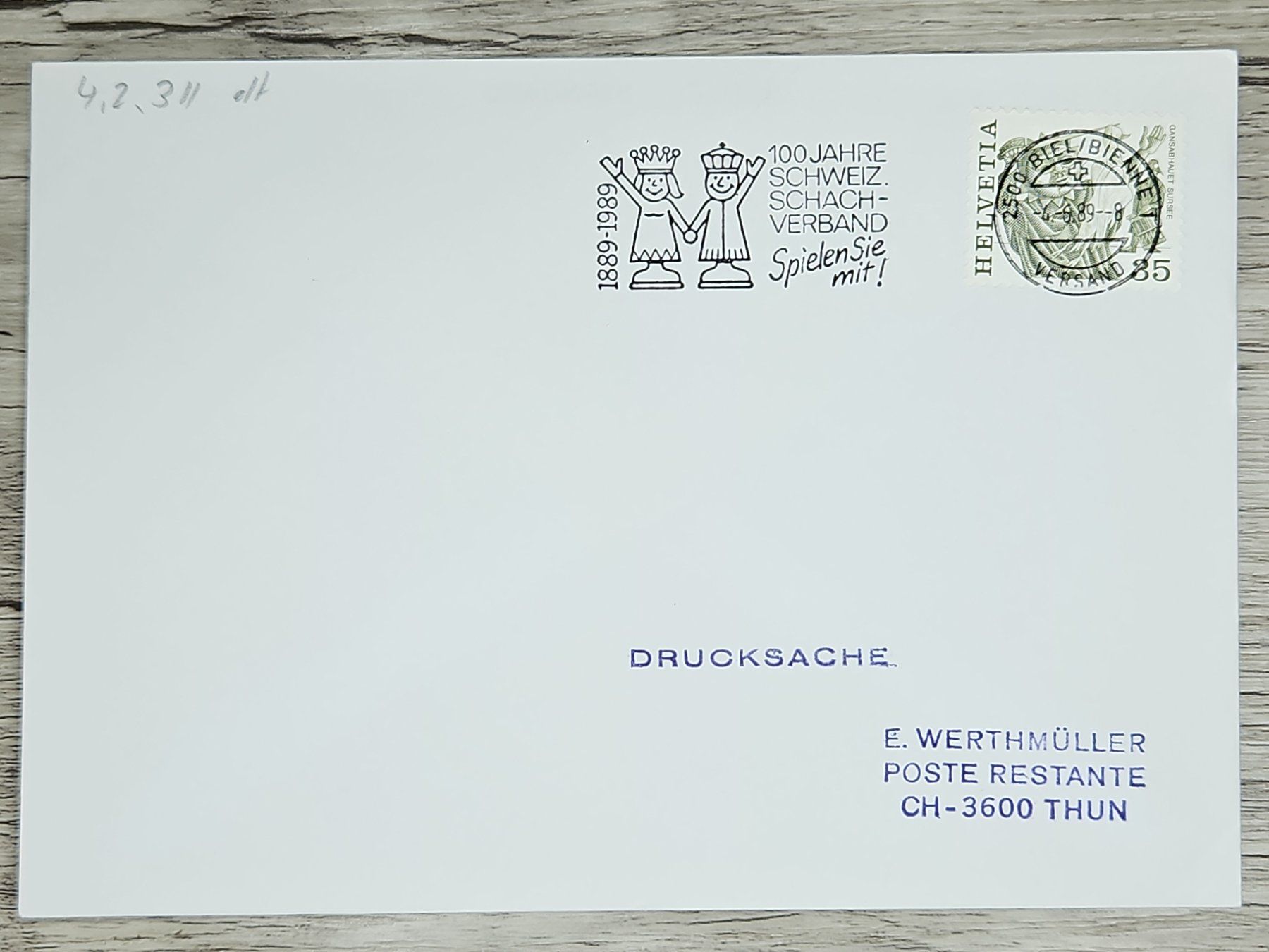 Tutti i francobolli: CL02 Enveloppe + Timbre Suisse 1989 – Usato da Cousset venduto da Patrick_Collections