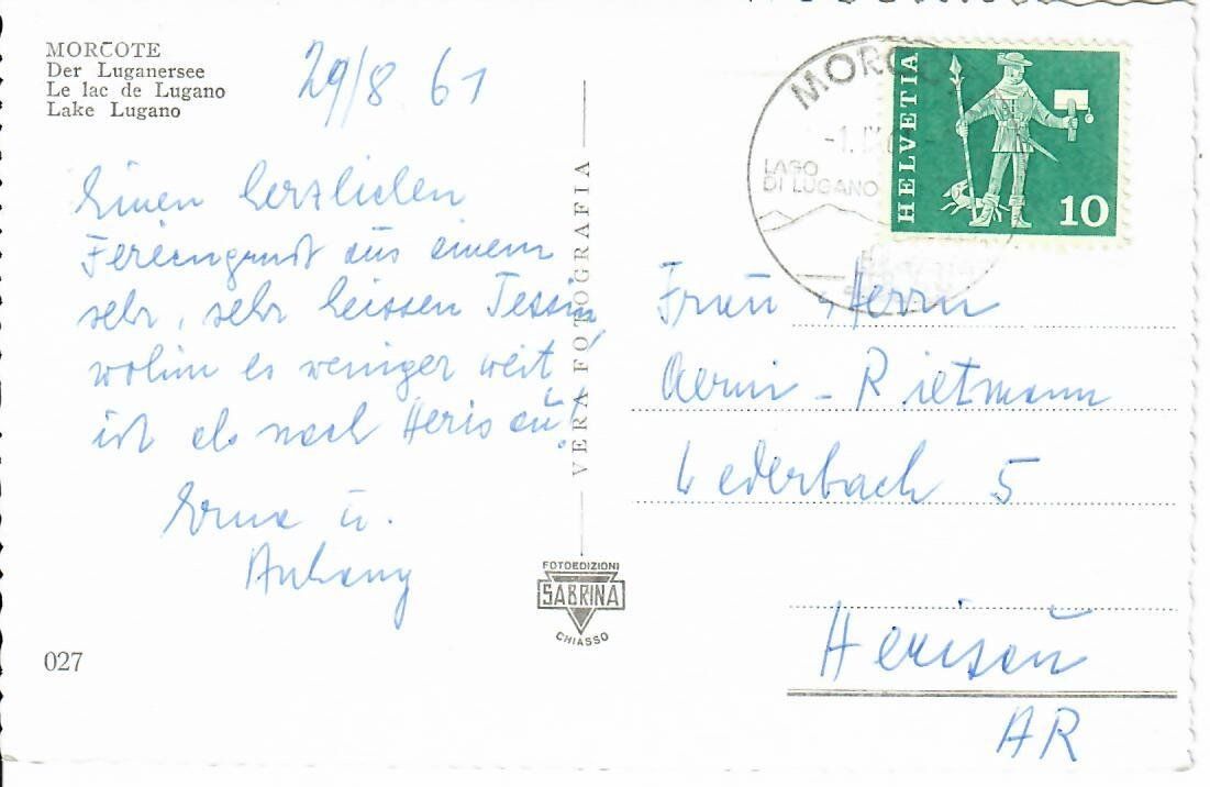 Ansichtskarten: Morcote – Gebraucht aus Hochdorf von Ziegel-16 1