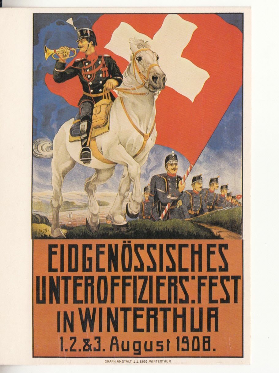 Cartoline postali: Eidg. Unteroffiziersfest Winterthur 1908, Retro – Usato da Bürglen TG venduto da StampGraf